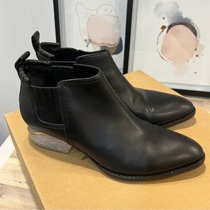 Alexander Wang black leather booties with a clear block heel Size 7